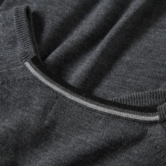 Fred Perry Classic V-Neck Sweater Graphite Marl 100% Merino Wool Size L - Picture 8 of 10